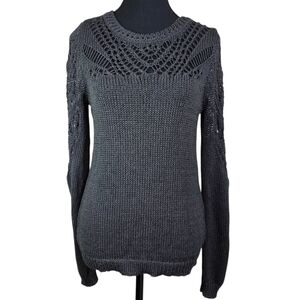 Women's Gray Knit Sweater With Beautiful Sleeve Design Size Med